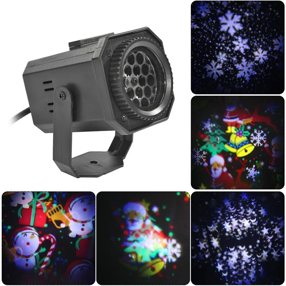 AC85-240V DC12V LED Delicate Christmas Pattern Projection Lamp Multi-Hole Lens Type Energy Saving High Light Snowflake Pattern