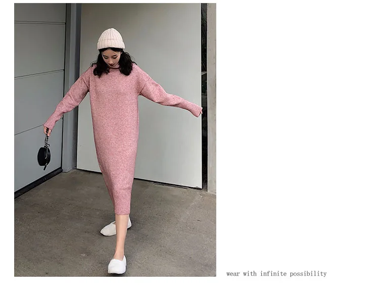 Женское трикотажное платье свитер из кашемира с длинным рукавом|Женские платья| |