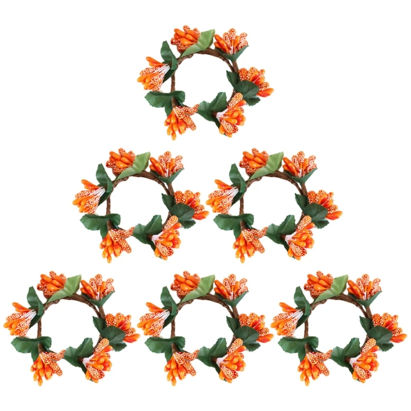 Orange Berries Circle Decoration Christmas Votive Candle Holder Rings