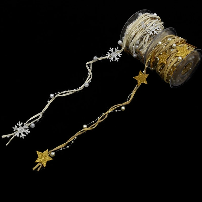 

Christmas Decoration Ribbon Bouquet Packaging Hand-Woven Floured Wood Chip Decoration Belt