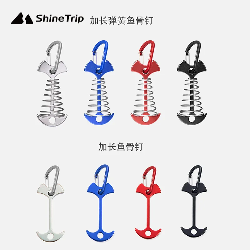 

Outdoor Camping Fishbone Spring Tent Hook Ground Nail Canopy Tent Accessories Multifunctional Tent Hanging Buckle