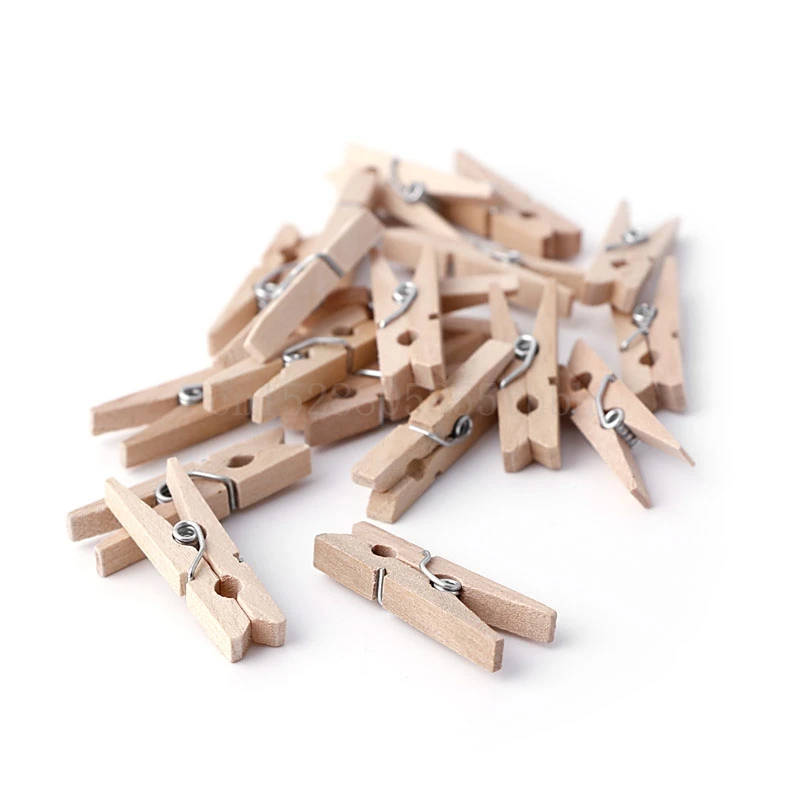 

50pcs 25-72MM Natural Wooden Clothes Photo Paper Peg Clothespin Craft Clips