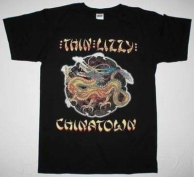 

THIN LIZZY CHINATOWN PHIL LYNOTT HARD BLUES ROCK UFO BUDGIE NEW BLACK T-SHIRT