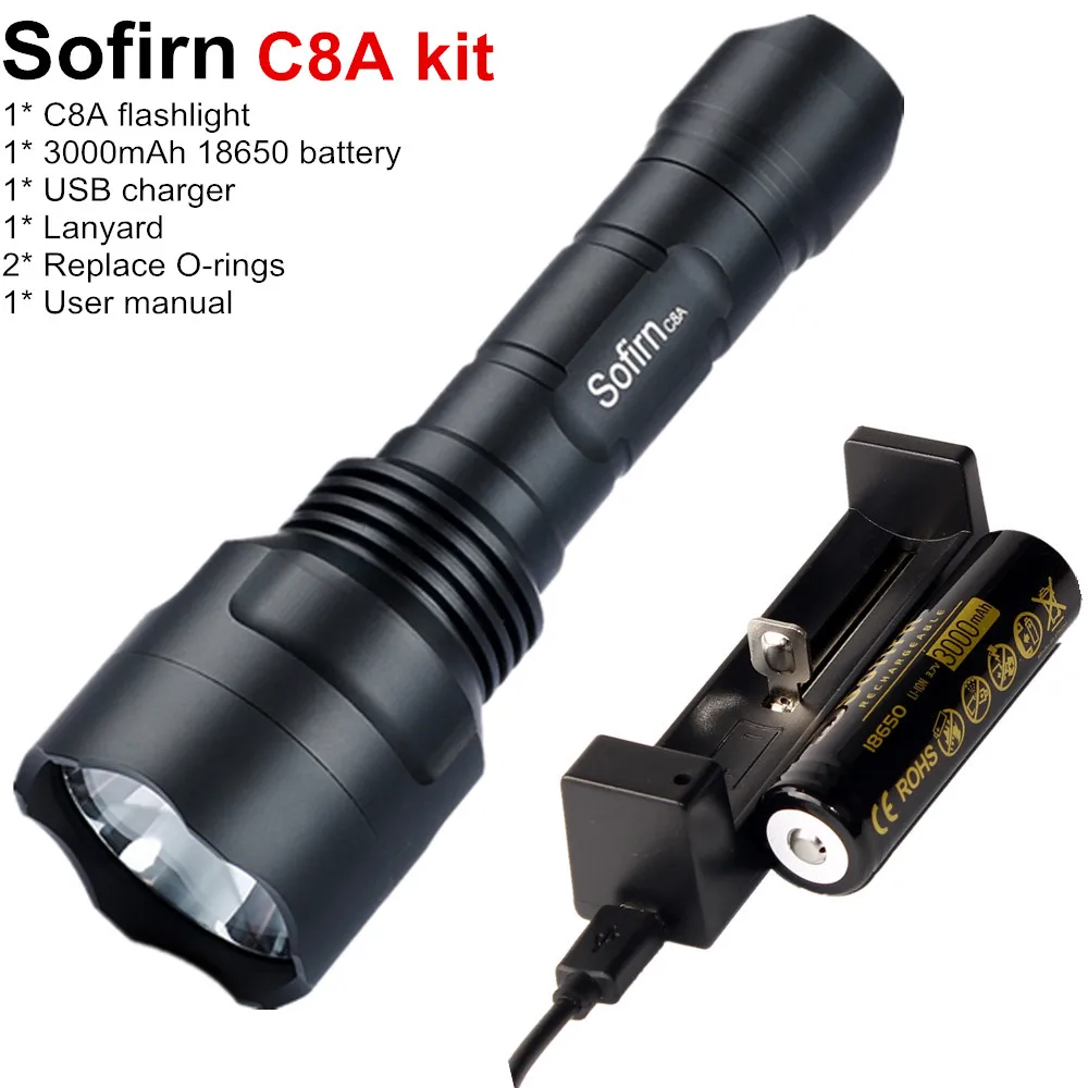 Sofirn C8A тактический светодиодный вспышка светильник 18650 Cree XPL2 Мощность Фул 1750lm