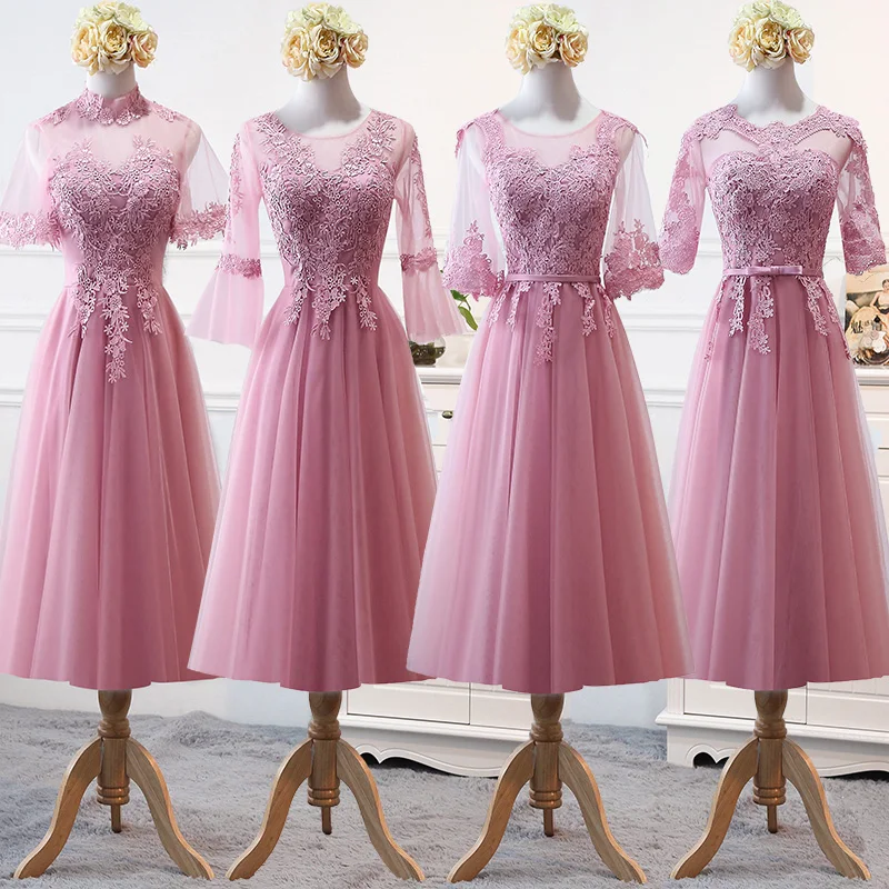 Платье подружки невесты зимнее платье средней длины с длинным рукавом и