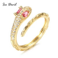 kq037 fashion street snap delicacy copper high quality zircon snake rings gift party banquet womens jewelry ring
