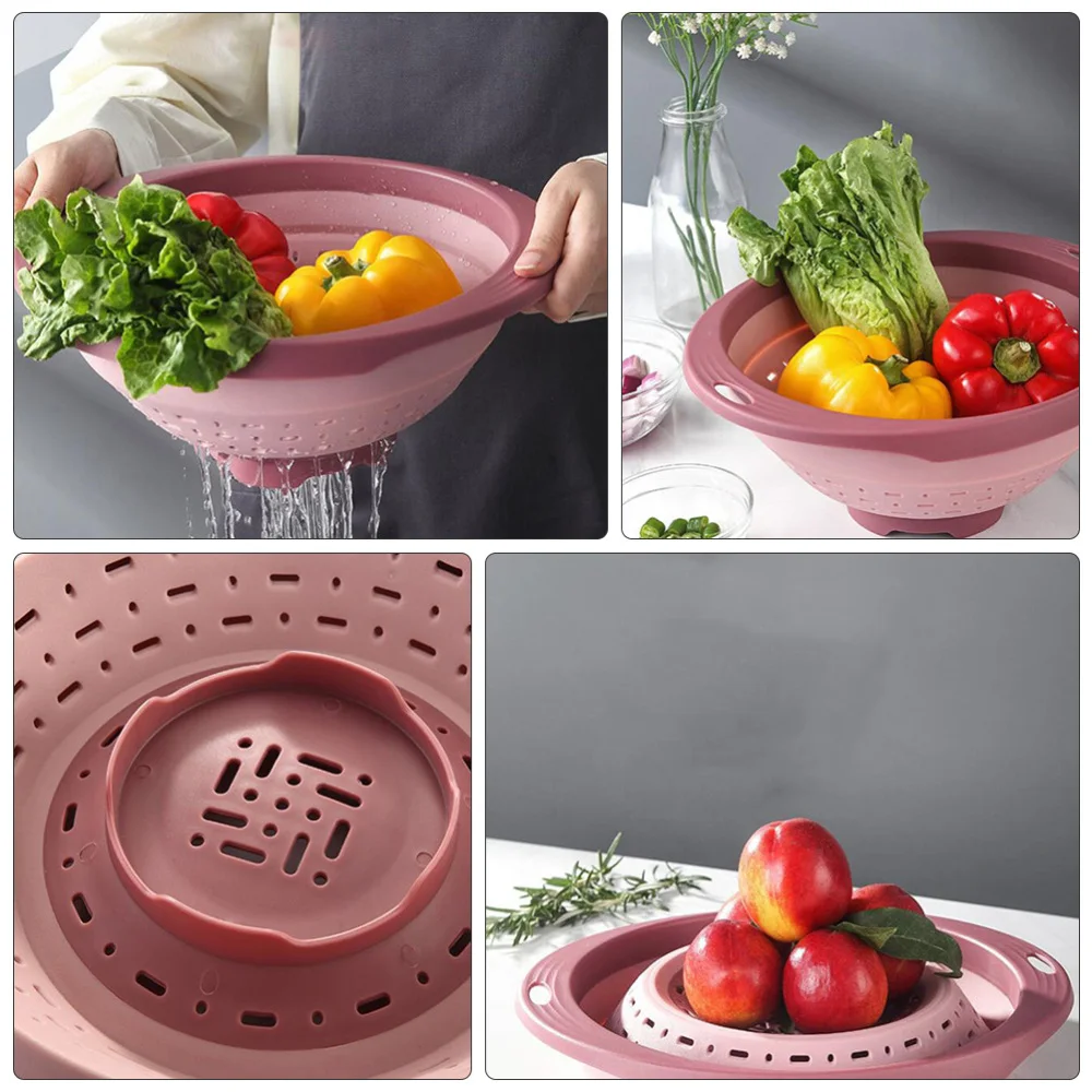 

1pc Kitchen Vegetable Drain Basket Telescopic Foldable Washing Fruit Basket