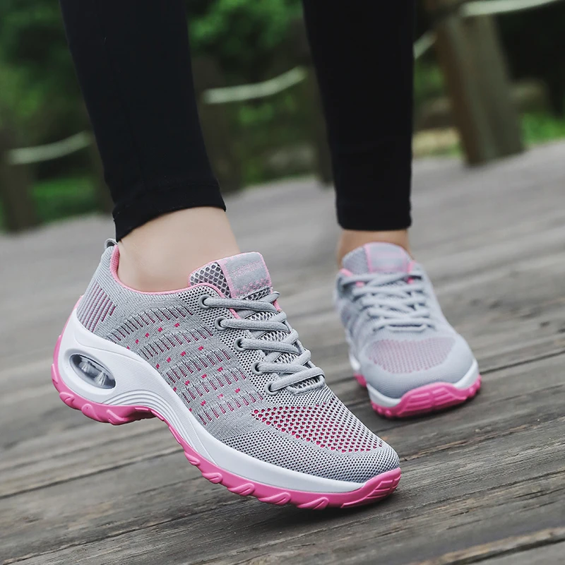 Height Increasing Sneakers for Women Air Cushion Sport Shoes Outdoor Gym Shoes Rocking Shoes Trainers Platforms Autumn