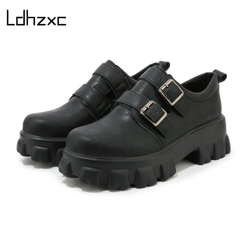 

LDHZXC Fashion Buckle Fall Shoes for Women Heels Platform Shoes Leather PU Women Pumps Ankle Strap Shoes Comfortable