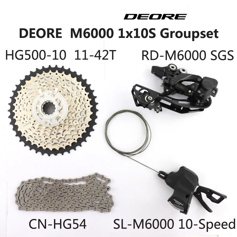 M6000 SGS HG500 42T SHIMANO DEORE M6000 Группа Комплект горного велосипеда MTB 1x10-Speed HG500 11-42T M6000 задний переключатель рычага переключения передач HG54 - Цвет: M6000 SGS HG500 42T