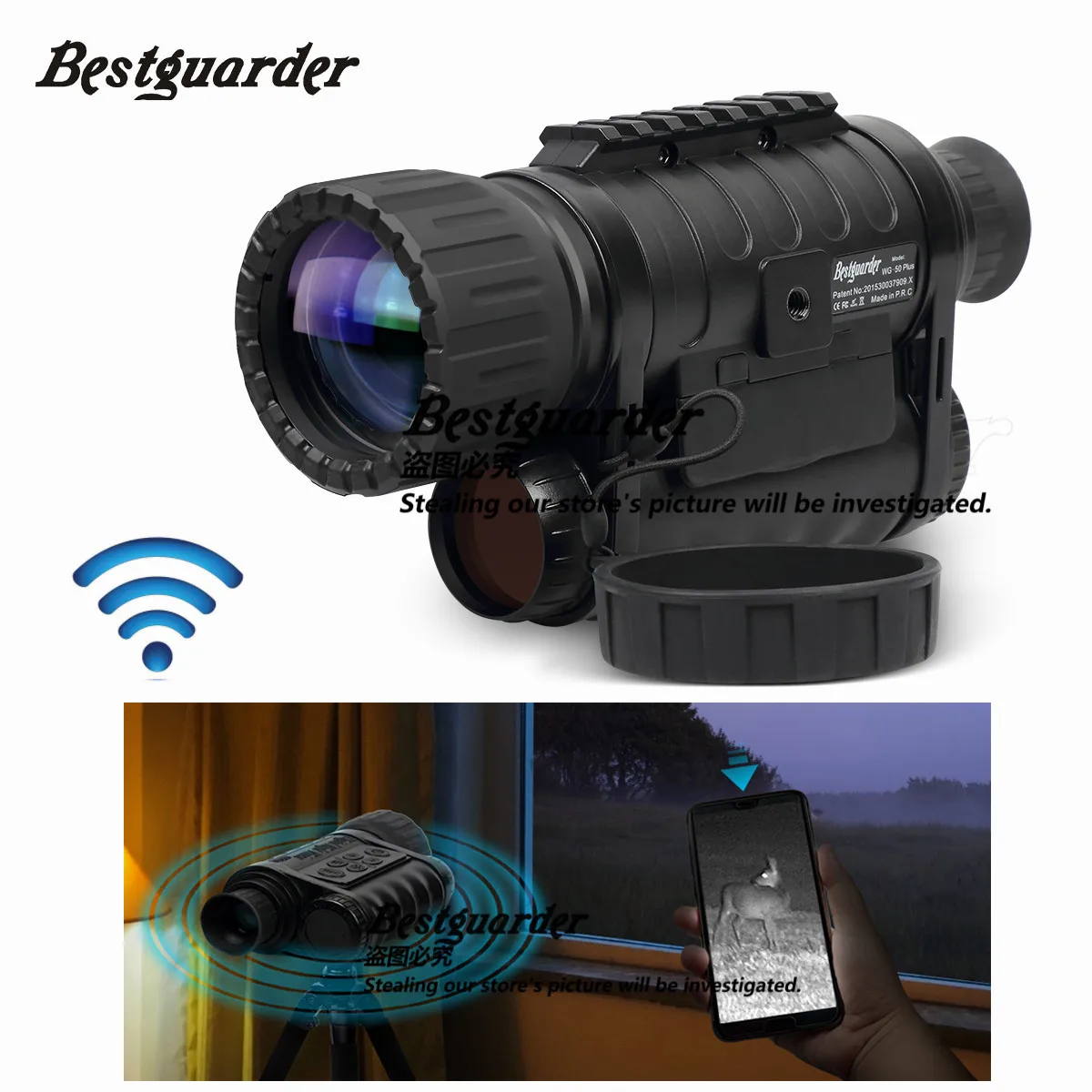 Bestguarder WG-50 Plus телескоп ночного видения с функцией Wi-Fi ИК Монокуляр для дикой