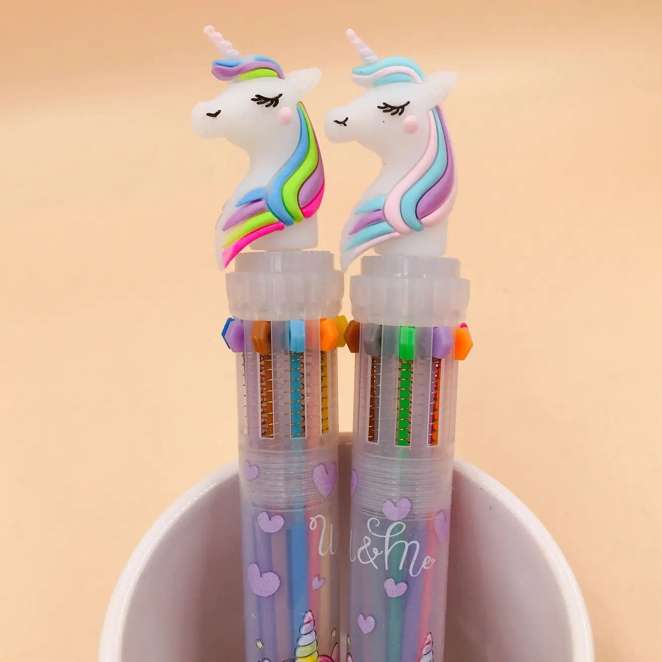 

Rainbow Unicorn 10 Colors Ballpoint Pen Cute press ball pens School Office writing Supplies Stationery Gift