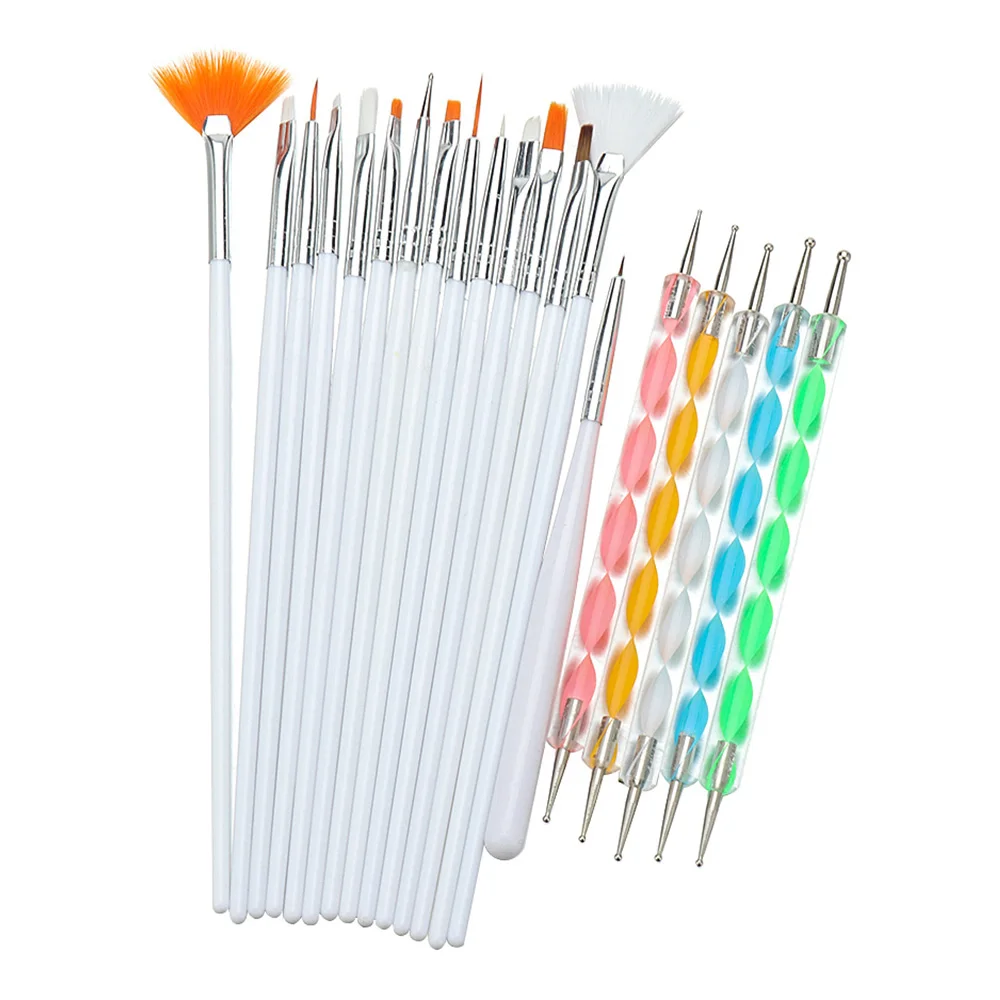 Набор кистей для дизайна ногтей набор розовых и белых кисточек рисования в