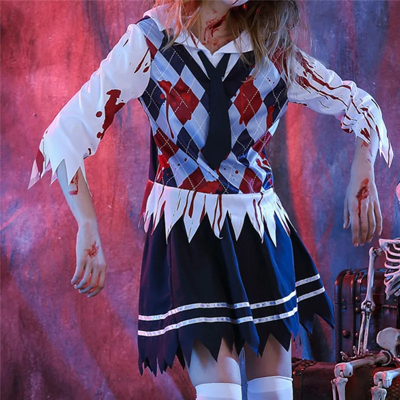 Женский костюм для старшей школы с зомби Хэллоуина страшный призрак