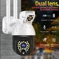wifi ptz ip camera 1080p wireless dual lens cctv outdoor security cam 29 pcs ir night led light smart household camera