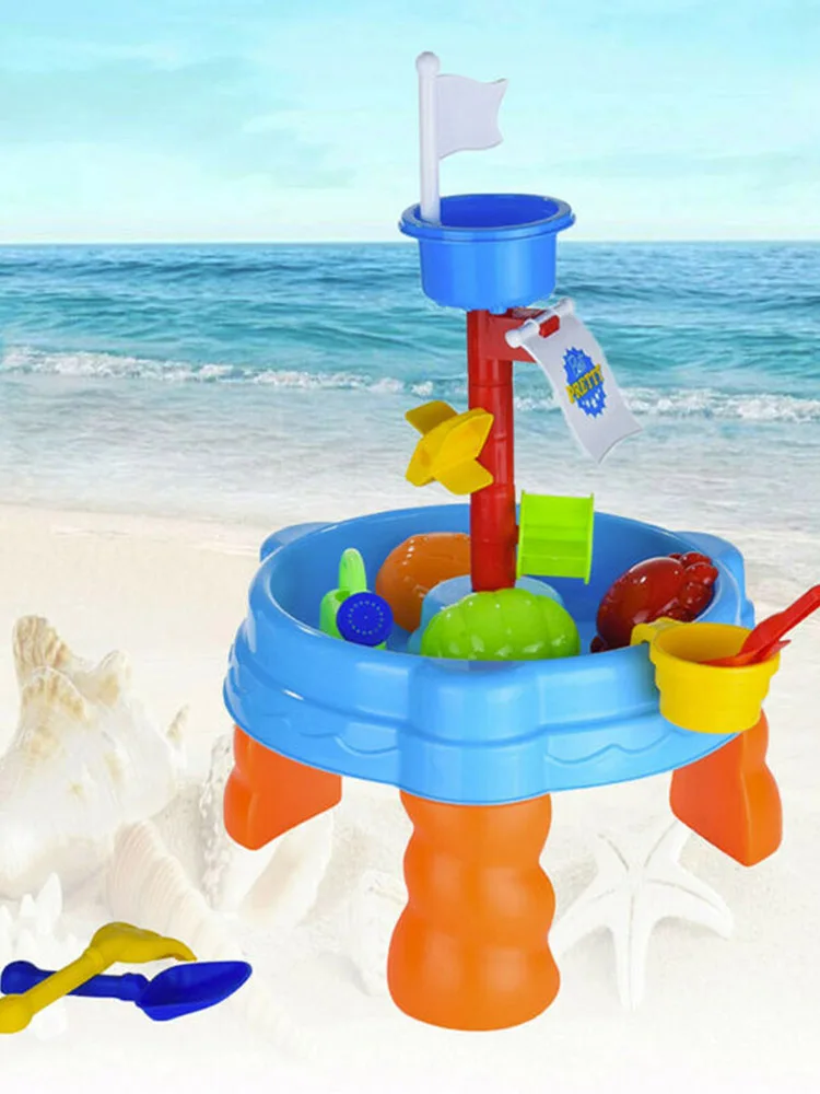 

Summer Sand Water Table Baby Beach Box Toys For Children Sandbox Set Kit Lay Sand Water Game Outdoor Beach Play Cart