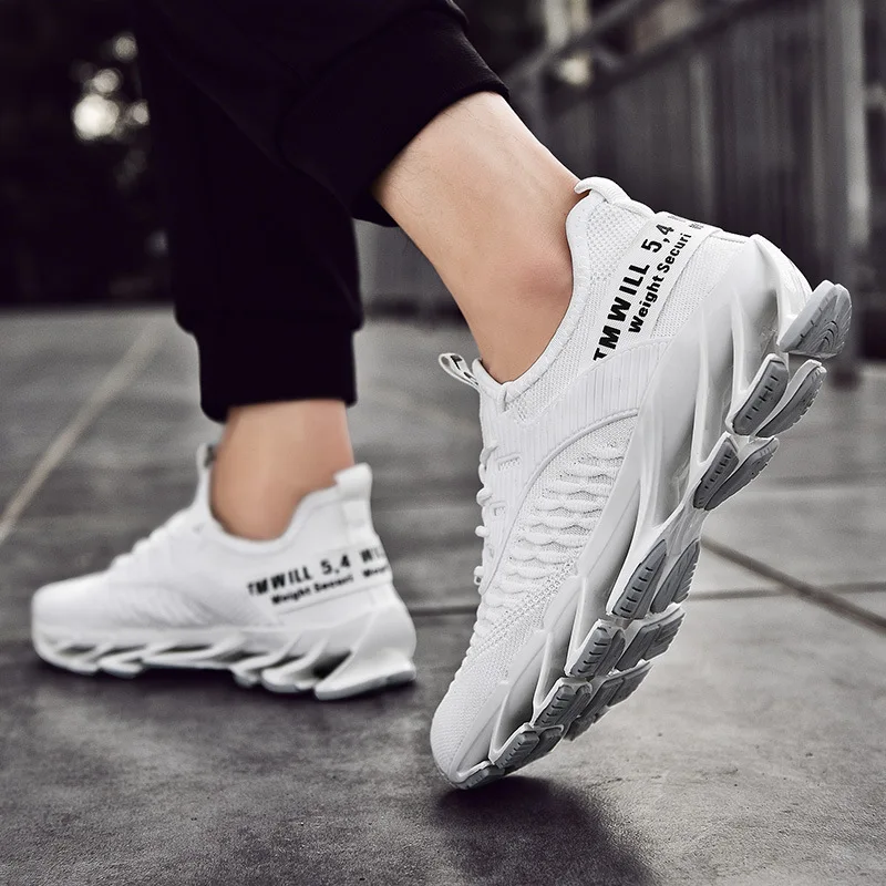 

2021 Spring New Fish Scale Blade Casual Lace-up Comfortable Running Men Breathable Gym Fly Woven Mesh Fashion Shoes Sneakers