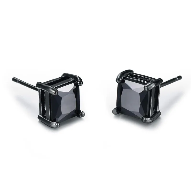 

4/5/6/7mm Lover's Black Gold Earring Classic Small Square Earrings Fashion Black Stud Earrings For Men And Women