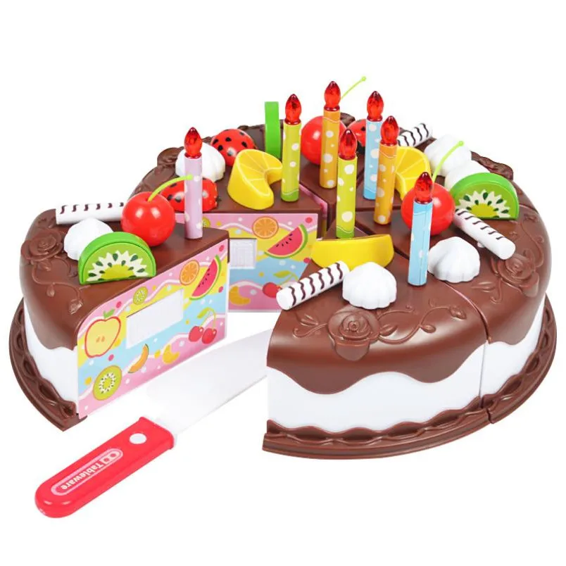 

37pcs/set Kitchen Toys Cake Food DIY Pretend Play Fruit Cutting Birthday Toys for Children Plastic Educational Baby kids Gift
