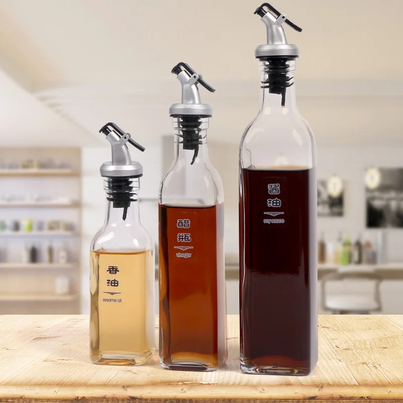 3Pcs Soy sauce vinegar oil bottle kitchen supplies household glass tank stainless steel leak proof | Дом и сад