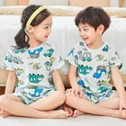 Пижама детская хлопковая с коротким рукавом, для мальчиков и девочек