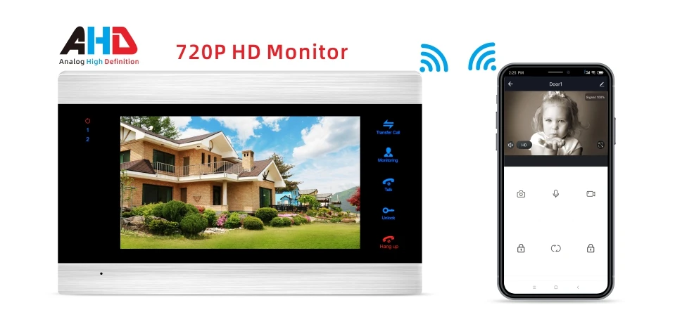 7 дюймов WiFi Смарт IP видео домофон один внутренний монитор Поддержка Android IOS бесплатное приложение удаленный разблокировка Домашняя безопасность