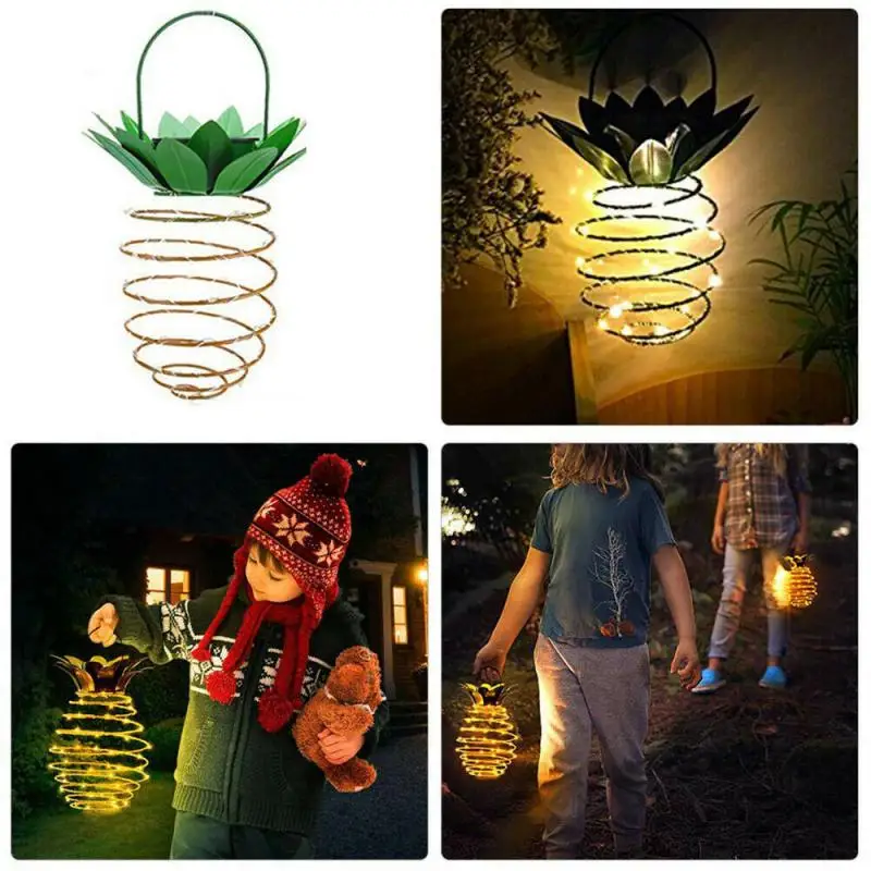 

Solar Iron Pineapple Night Lights String Fairy Light Battery Powered Lantern Romantic Xmas Wedding Party Garden Copper Wire Lamp