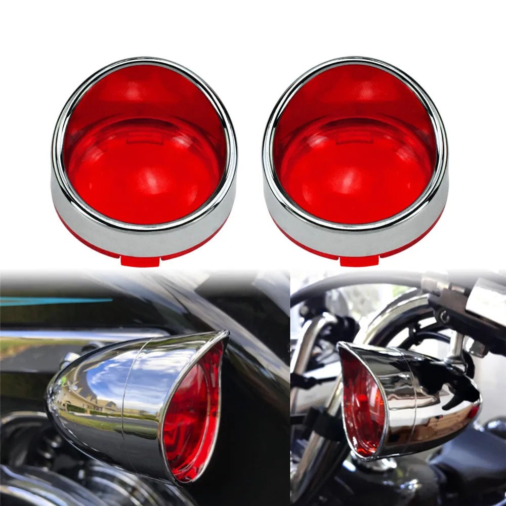 

Motorcycle Visor Turn Signal Light Bezels Lens Cover Trim Rings Red/Smoke/Amber 2PCS For Harley Touring Dyna Softail Sportster