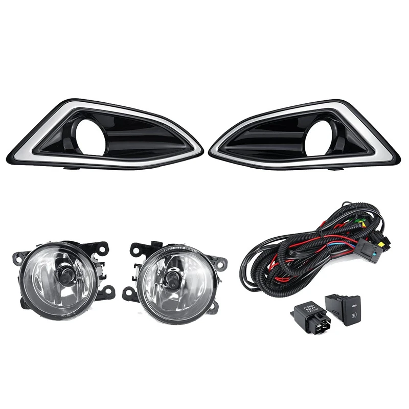 

Front Bumper Fog Light Lamp with Bulbs + Wire Harness + Switch Kit Assembly for Ford Edge 2015-2018