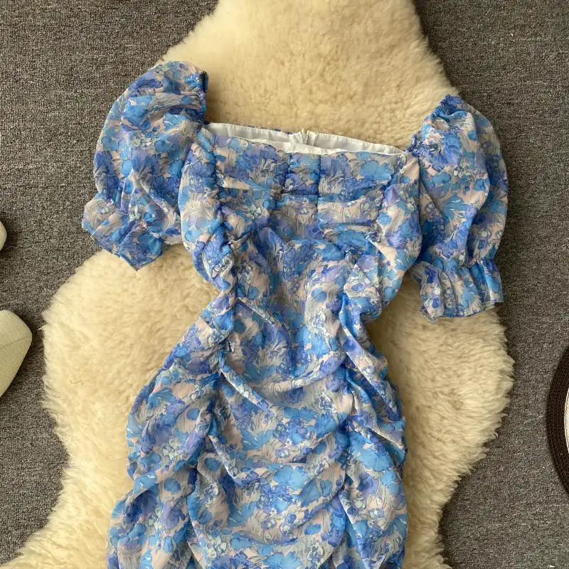 Женское платье с коротким рукавом элегантное плиссированное в стиле ретро