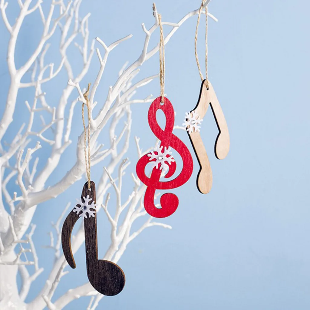 Деревянная роспись музыкальная нота дерево снежинка Рождественские украшения