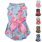 Милый питомец юбка с цветочным рисунком; Дышащая обувь с бантом, летняя одежда с цветочным рисунком платье принцессы собак для использования вне помещений