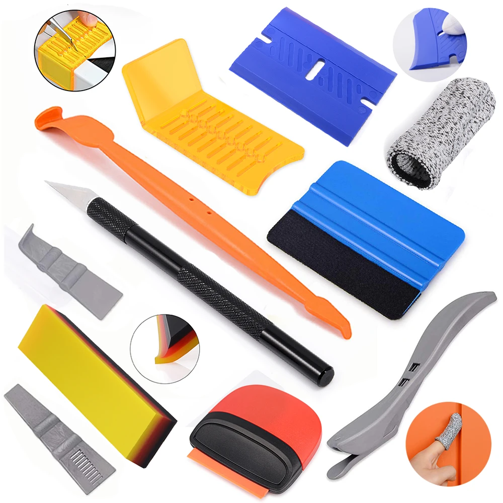 

FOSHIO Carbon Fiber Vinyl Wrapping Car Goods Tool Kit Magnet Squeegee Scraper Film Cutter Aid Tool Window Tint Car Accessories