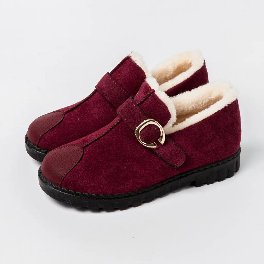 Г. Зимние ботинки женские ботильоны теплые короткие ботинки на меху без шнуровки Толстая Классическая замшевая обувь на низком каблуке мягкая плюшевая обувь для мам