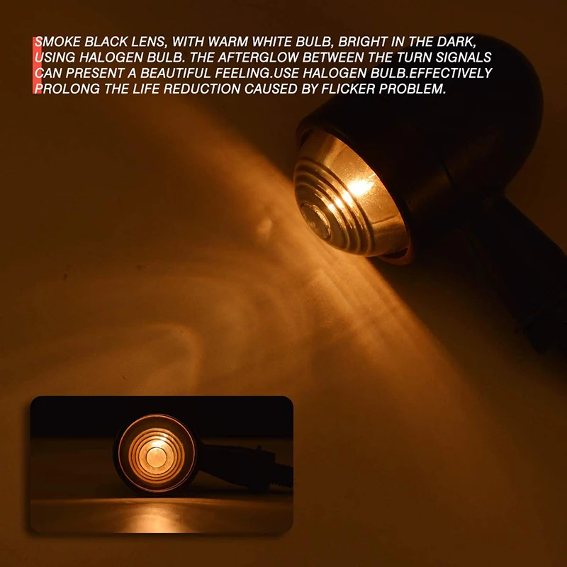

AOZBZ 2Pcs/Set Motorcycle Turn Signal Indicator Lamp Multifunction Brake Blinker Light Aluminum Alloy Black Bullet Fashionable