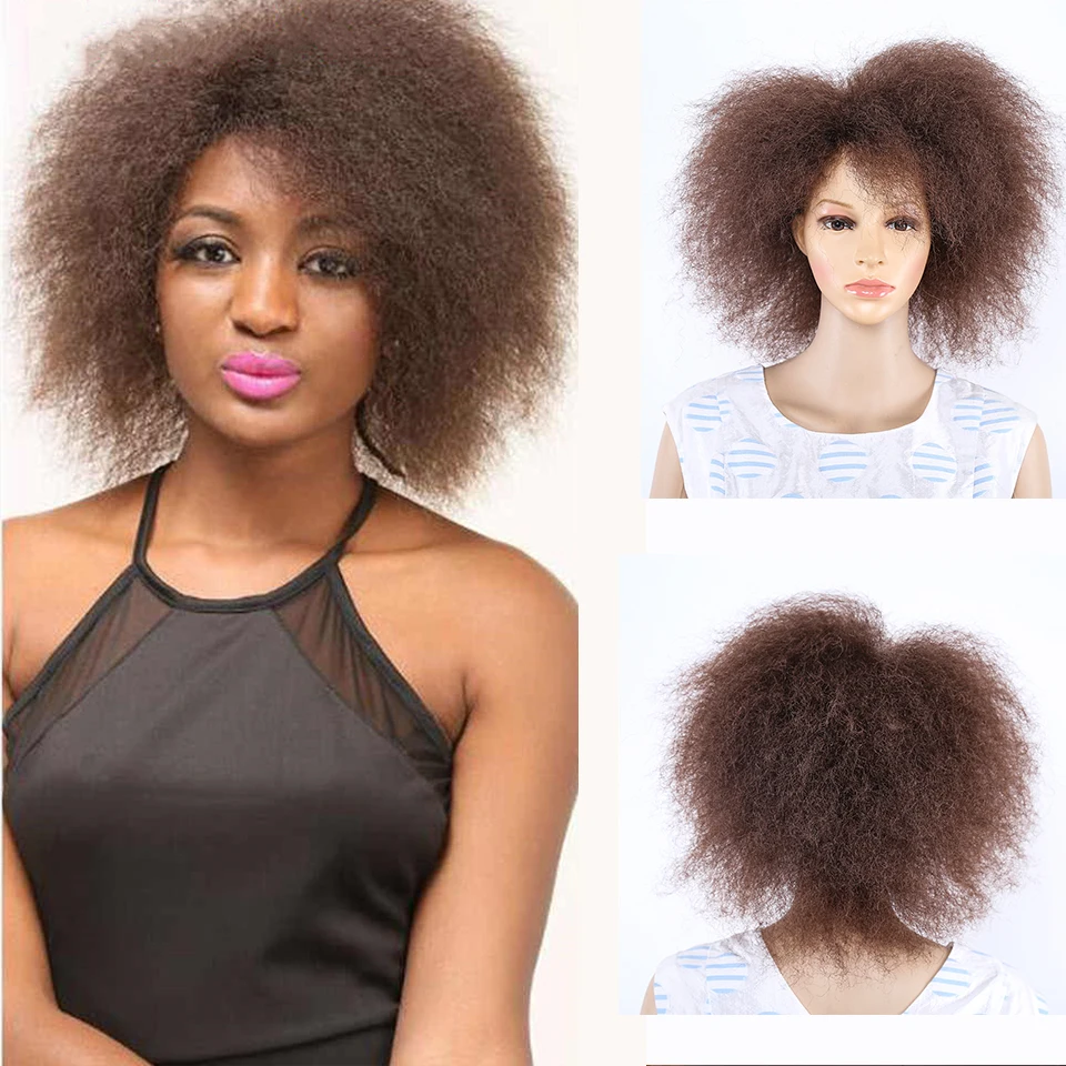 

Amir Afro Kinky Curly wig Short Hair Wigs for Women Nature Black Brown Blonde Red Ombre Kinky Straight Synthetic Wig for Men