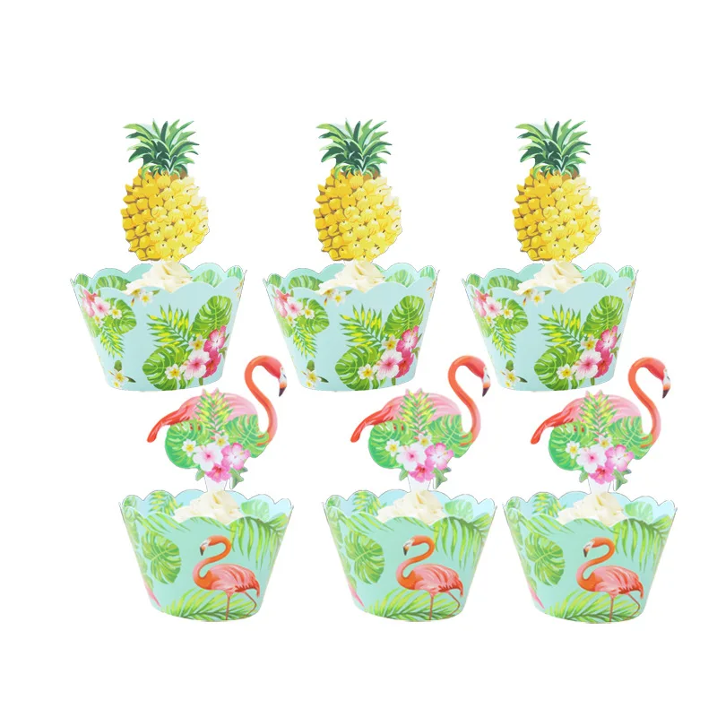 24 шт. Гавайские пляжные вечерние Единорог Фламинго ананас пирожного + фигурки
