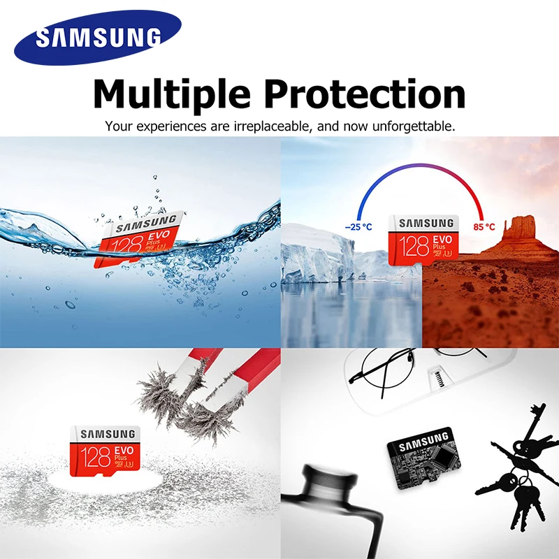 SAMSUNG EVO Plus 32GB 64GB Memory Card 100MB/s High Speed 128GB 256GB Grade 3 microSDXC UHS-I Class 10 microSD card + SD Adapte