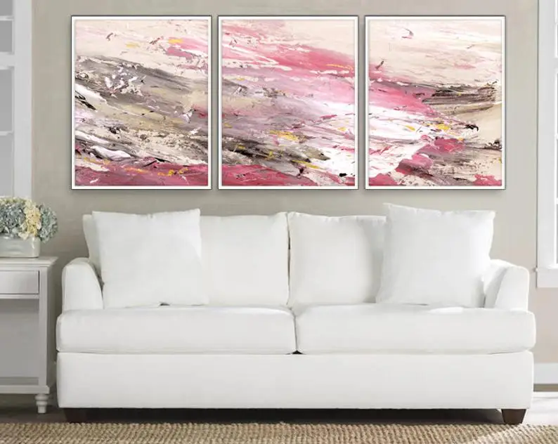 

Blush Pink Wall Art 3 Poster Set Bedroom Printable Canvas