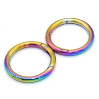 rainbow spring rings adjustable buckles oval rings slide bag clasps hook round push gate snap hook handbag buckles 32 mm