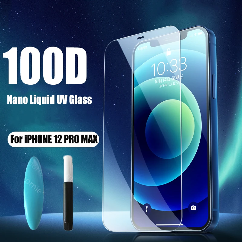 

Защитное стекло 100D для iPhone 12 Pro Max, 5G, закаленное, с жидким клеем