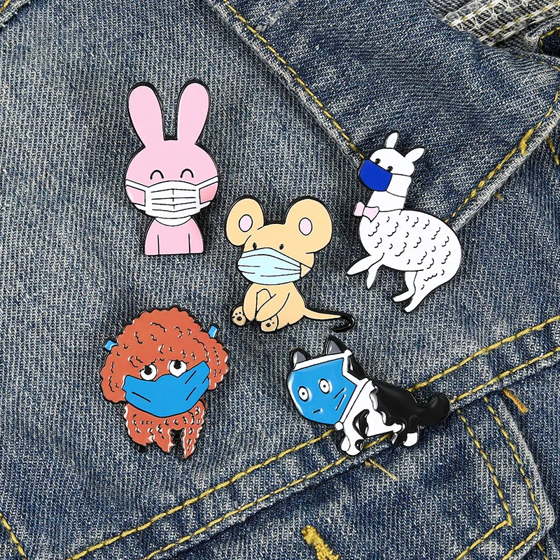 

Cartoon Cute Animal Enamel Pins Custom Rabbit Mouse Dog Brooch Lapel Pins Clothes Badge Bag Jewelry Gifts For Friends Wholesale