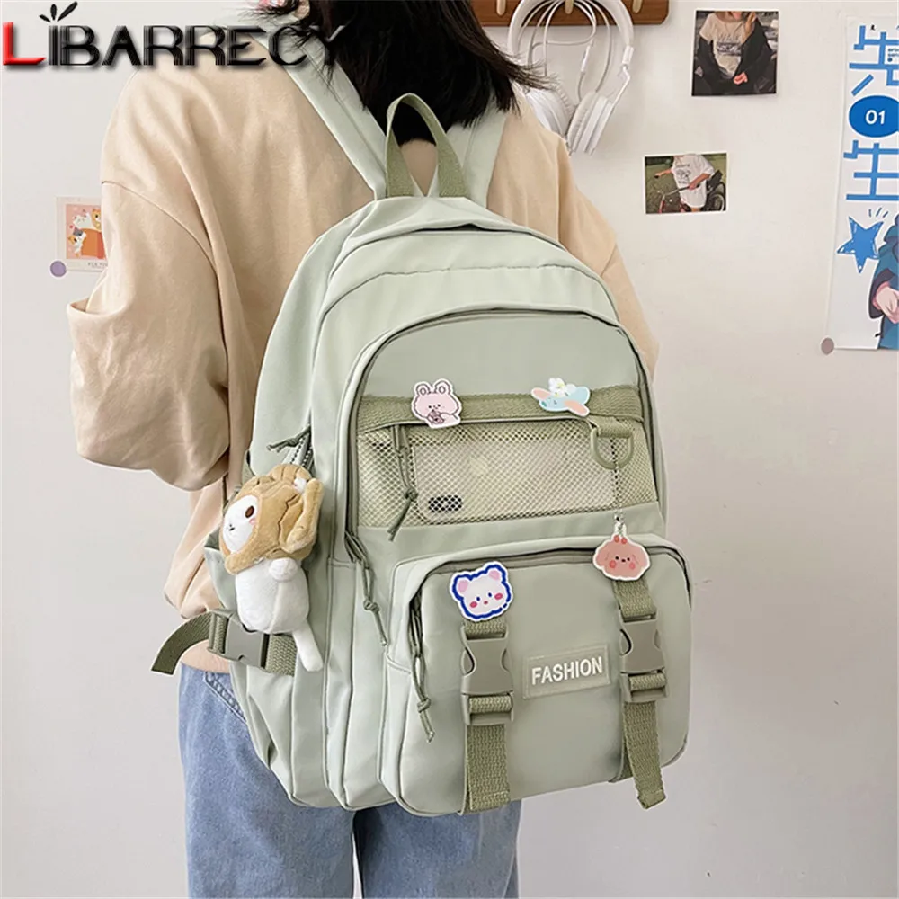 

Panelled Designer High Quality Nylon Women's Backpack Fashion Letter Design Large Capacity Ladies Student School Bag Bolso Mujer