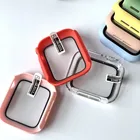 Чехол для часов + закаленное стекло для Apple Watch band iWatch 6 5 4 3 SE bands 42 мм 38 мм, защитный чехол, бампер 44 мм 40 мм