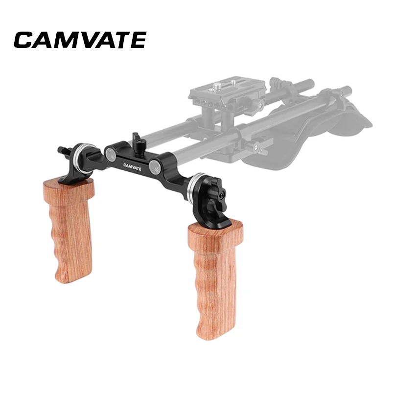 CAMVATE ARRI Rosette ручка пара (дерево) с 15 мм Railblock для DLSR камеры плеча Rig C2422|Аксессуары