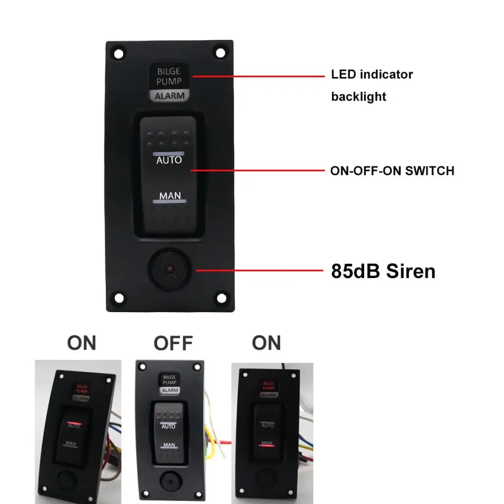 

3 Gears Yachts Boat Switch Panel ON-Off-ON Bilge Pump Switch Panel DC 12V/24V