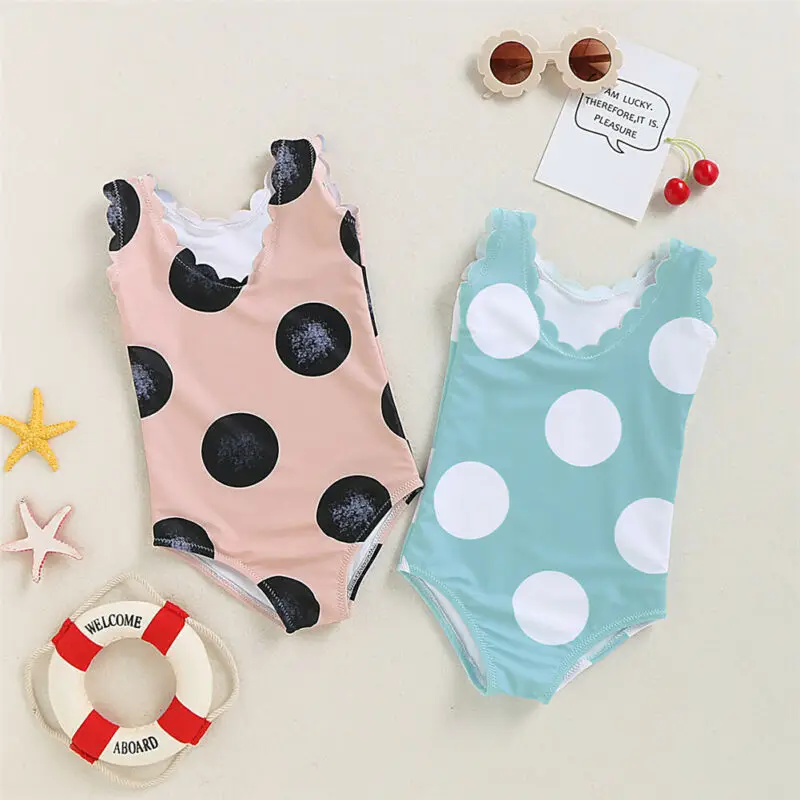 Новинка детский купальник в горошек для маленьких девочек Цельный детская