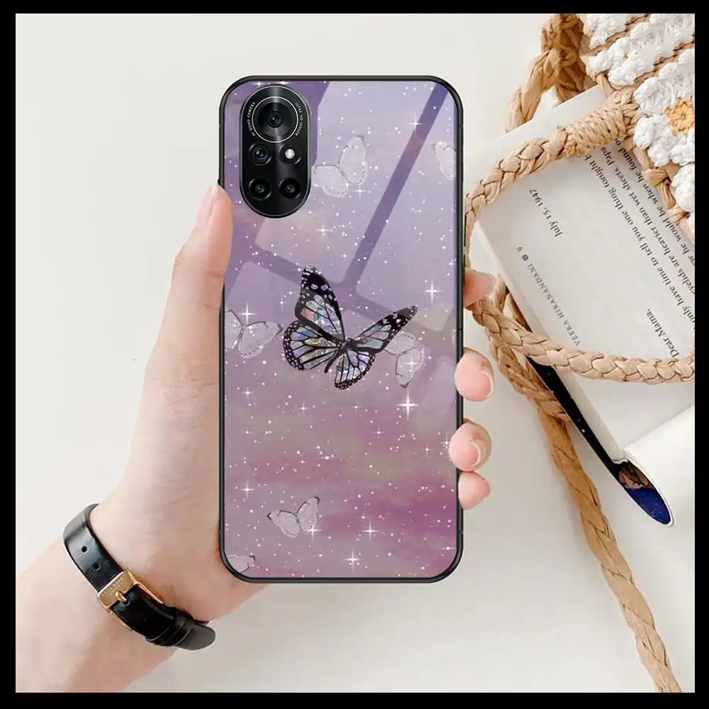 

Cute butterfly Clear Phone Case For Huawei Honor 20 10 9 8A 7 5T X Pro Lite 5G Black Etui Coque Hoesjes Comic Fash