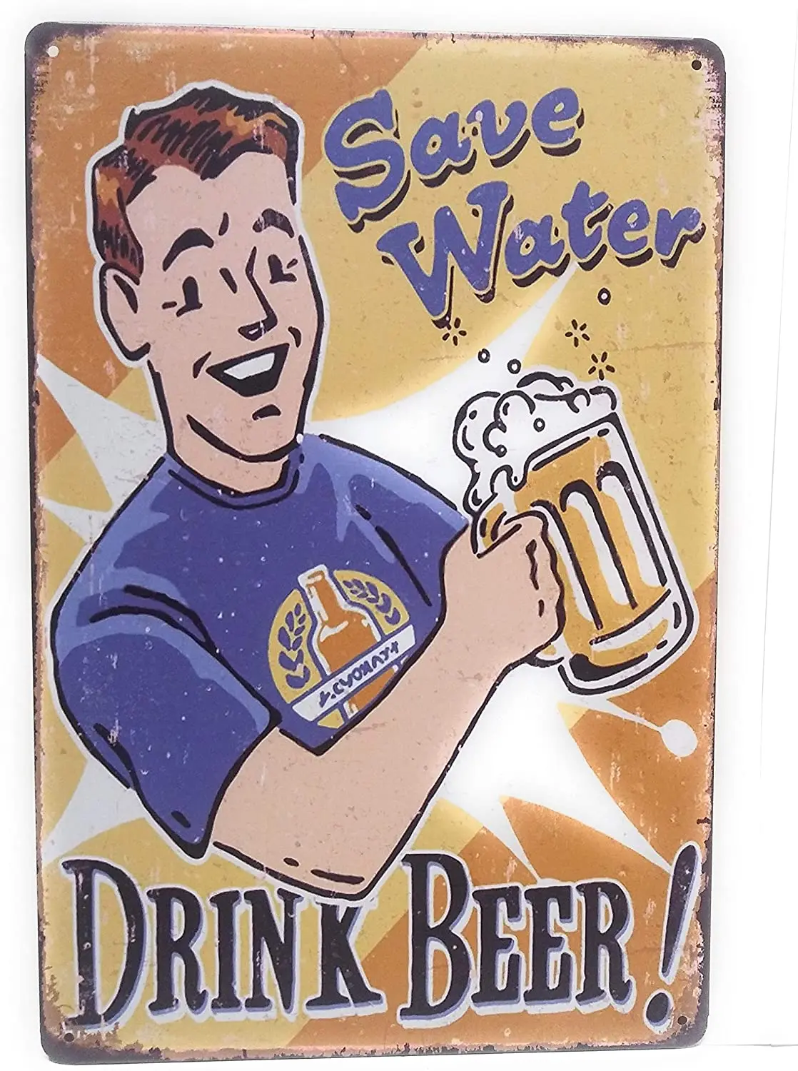 

Save Water Drink Beer Gifts Poster Funny Art Decor Vintage Aluminum Retro Metal Tin Sign Painting Decorative Signs 20x30cm