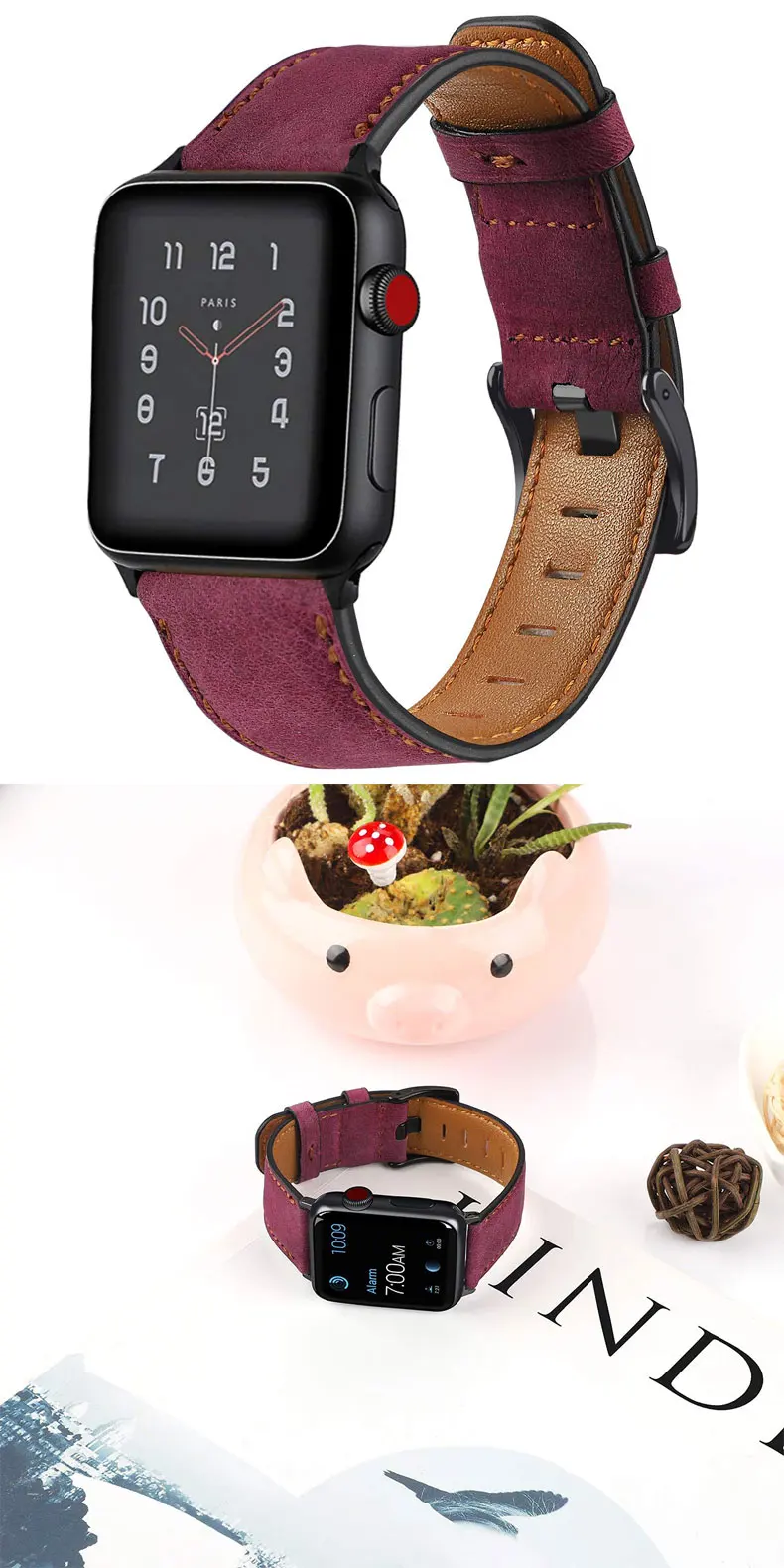 Ретро-стиле, из натуральной кожи, ремешок для наручных часов Apple Watch 4 5 44 мм 40 мм, 42 мм, 38 мм, версия наручных часов iwatch, ремешок Watch series 5/4/3/2/1 браслет аксессуары